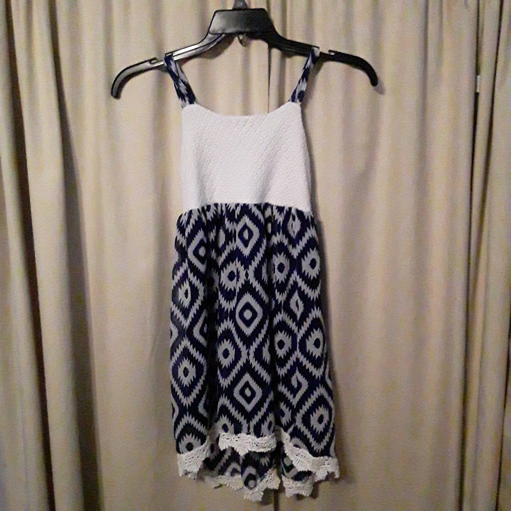 Emily west blue & white girls summer dress SZ 10